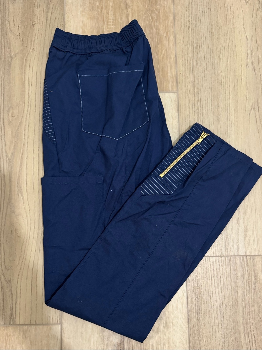 Women’s Navy Scrub Pants with gold accents